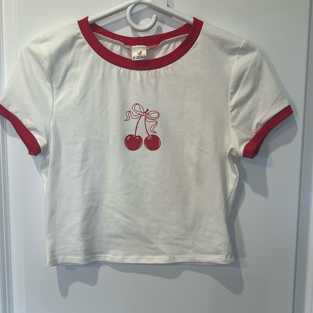 NWOT Tee. Medium white with red cherries